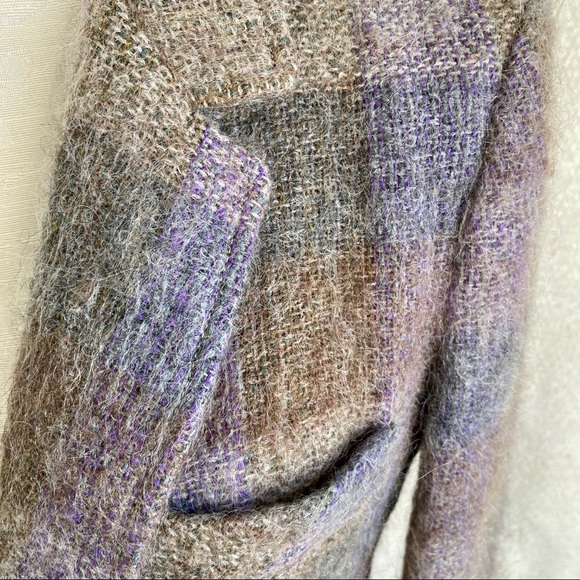 Vintage 70s M Fall Mohair Plaid Blazer Jacket - Picture 2 of 8